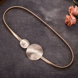Koreański elastyczna metalowa talia srebrne złote pasy łańcuchowe kobiece okrągły liść klamra dla kobiet sukienki pasek pas Cumm