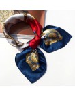 50*50 wielofunkcyjny jedwabny szalik kobiety moda drukowane szaliki kwiat wstążka do włosów-Leopard paski wstążka nakrycia głowy