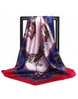 Duże szale hidżab dla kobiet modny nadruk jedwabna apaszka satynowa kobieta 90cm x 90cm luksusowa marka kwadratowe szale głowy s