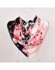 [BYSIFA] granatowe chińskie róże duże kwadratowe szale nowe kobiece eleganckie duże jedwabne szale modne damskie dodatki 90*90cm
