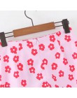 Styl wakacyjny kwiatowy nadruk kobiety różowa satynowa Mini spódniczka 2019 jesień wypoczynek Lady spódnice trapezowe P1509
