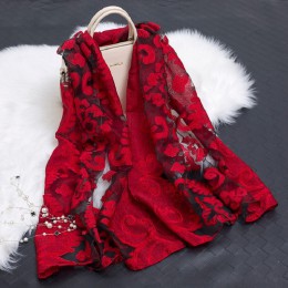 90-180 cm kobiet symulacja Silk Cut Flower szalik szaliki dziewczyny haft dziki ochrony przeciwsłonecznej szal dorosłych długo h