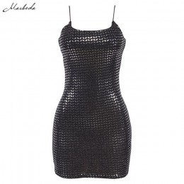 Macheda Sexy czarny Bling Bling cekiny kobiety ramiączko spaghetti do sukienki bez rękawów moda Slim sukienek Casual 2019 Vestid