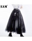 [EAM] 2020 nowa wiosna lato wysoka talia czarny 5 warstwy Mesh Stitc Temperament pół ciała spódnica kobiety moda fala JT136
