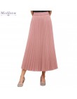 Misshow wiosna jesień wysokiej talii różowe długie, plisowane kobiety spódnica 2020 stałe oddychające elastyczne spódnice midi k