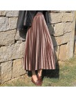 Złota aksamitna długa plisowana spódnica damska moda jesień zima kobiet wysokiej talii dorywczo luźne biuro odzież damska