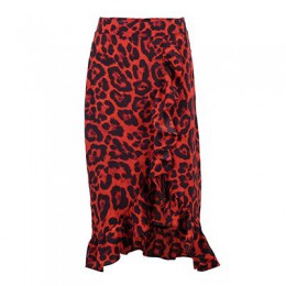 OOTN Leopard długa spódniczka damska spódnica midi z wysokim stanem kobiece biuro wzburzyć nadruk zwierzęta spódnice damskie lat