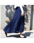 Kobiet moda plisowane Midi długa spódnica kobiet koreański japoński Casual wysoka talia spódnice jupiter Faldas 10 kolory 2019 w
