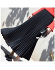Kobiet moda plisowane Midi długa spódnica kobiet koreański japoński Casual wysoka talia spódnice jupiter Faldas 10 kolory 2019 w