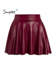 Simplee elegancka faux leather women mini spódniczka niskiej talii A-line kobiece czarne krótkie spódniczki do klubu na imprezę 