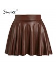 Simplee elegancka faux leather women mini spódniczka niskiej talii A-line kobiece czarne krótkie spódniczki do klubu na imprezę 