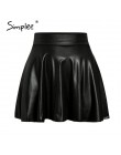 Simplee elegancka faux leather women mini spódniczka niskiej talii A-line kobiece czarne krótkie spódniczki do klubu na imprezę 