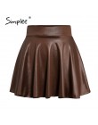 Simplee elegancka faux leather women mini spódniczka niskiej talii A-line kobiece czarne krótkie spódniczki do klubu na imprezę 