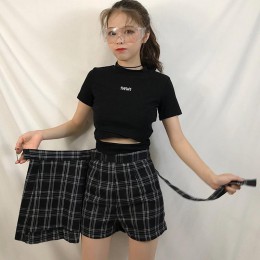 Letni damski styl Preppy wysokiej talii spódnica w kratę moda A-line kobiece spódnice Harajuku dziewczyna