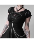 InsGoth kobiety spódnice plisowane mini Gothic Punk czarny wysokiej talii szczupła spódnica Streetwear moda kobiet spódnica z sz