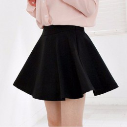 Czarny elastyczny pas teksturowane spódnica Flare linii spódnice kobiet jesień wysokiej talii krótkie minimalistyczny spódnica n