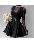 InsGoth wysoka talia plisowana krótka spódniczka kobiety Gothic Punk czarna zasznurowana spódnica casualowe w stylu streetwear s