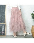 Moda Tutu spódnica z tiulu kobiety długa długa spódnica 2019 wiosna lato koreańska, czarna różowa wysoka talia plisowana spódnic
