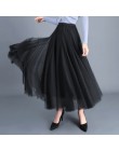 TingYiLi jesienna spódnica z tiulu szara brązowa beżowa różowa czarna długa spódnica damska elegancka długa spódnica