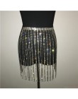 Glitter Rhinestone długie spódnice z frędzlami złoto srebrne kryształowe diamenty luźne regulowane seksowne kobiety letnie bikin
