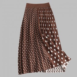 Kobiety Knitting spódnica Dot drukuj kobiety długa spódnica Stretch w stylu Vintage kobiety zima spódnica damska Maxi spódnica t