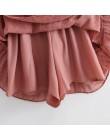 Nowe kobiety elegancki krzyż v neck łuk wiązanej szyfonu vestido hem ruffles mini sukienka jesień panie elastyczny pas kimono su