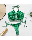 In-x Leopard kostium kąpielowy damski Sexy string lace up bikini 2020 strój kąpielowy z wysokim stanem kobiety lato kąpiących Ha