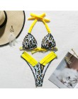 Leopard brazylijskie bikini 2020 Push up stringi kostium kąpielowy damski Halter wysokie cięcie neonowe stroje kąpielowe damskie