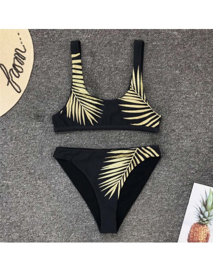 2020 nowy Sexy zostawić drukuj damski strój kąpielowy wysokiej talii Bikini kobiety stroje kąpielowe dwuczęściowy zestaw Bikini 