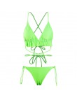 In-x Sexy string zestaw mikro bikini 2020 Ruffles kostium kąpielowy damski Neon zielony bikini Push up stroje kąpielowe kobiety 