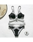 Push up brazylijski kostium kąpielowy damski strój kąpielowy błyszczące strappy sexy bikini 2020mujer wysokie cięcie czarne stro