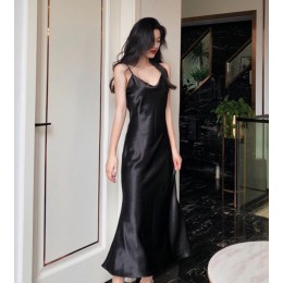 Ordifree 2020 letnie kobiety długie satynowe slipy ramiączko spaghetti do sukienki Party Dress Vintage różowe złoto czarne jedwa