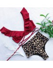 Wysokiej talii Bikini 2020 kobiet bandażowy strój kąpielowy bluzka z falbanami Leopard dół strój kąpielowy Backless strój kąpiel