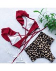 Wysokiej talii Bikini 2020 kobiet bandażowy strój kąpielowy bluzka z falbanami Leopard dół strój kąpielowy Backless strój kąpiel