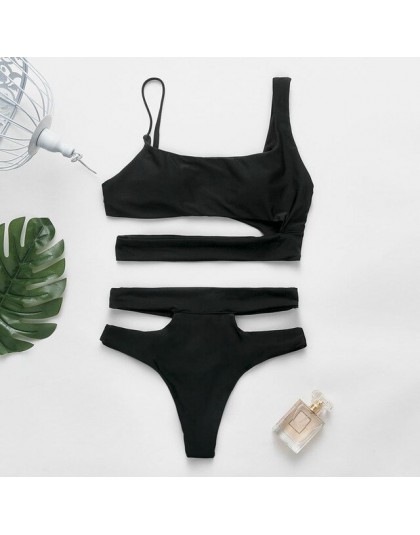 Seksowne bikini z wysokim stanem Push up brazylijski strój kąpielowy czarne stroje kąpielowe wysokie cięcie strój kąpielowy kobi