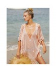 Nowe dzianiny okrycie plażowe Up kobiety strój kąpielowy bikini Cover Up Hollow Out plaża sukienka Tassel tuniki kostiumy kąpiel