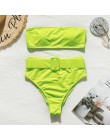 In-x bikini z wysoką talią 2020 mujer Neon kostium kąpielowy damski jedno ramię stroje kąpielowe kobiety top bez ramiączek Sexy 