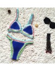 Mikrobikini 2019 kobiety Handmade dzianina szydełkowa stroje kąpielowe Halter Patchwork strój kąpielowy strój kąpielowy Biquini 