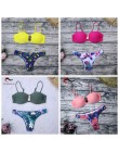 Tengweng 2020 Bikini Push up Bandeau drukuj kwiecisty strój kąpielowy Plus rozmiar stroje kąpielowe Halter plaża wyciąć brazylij