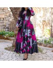 Kobiety w stylu Vintage, w kwiaty z nadrukiem z długim rękawem wiosenna sukienka w stylu Retro Plus rozmiar Office Maxi Vestidos