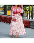 Kobiety w stylu Vintage, w kwiaty z nadrukiem z długim rękawem wiosenna sukienka w stylu Retro Plus rozmiar Office Maxi Vestidos