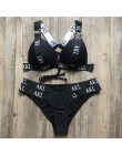 In-x Sexy zestaw bikini push-up list drukuj kostium kąpielowy damski bandaż czarny stroje kąpielowe kobiety Biquini pływanie str