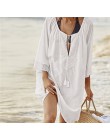 Okrycie plażowe bawełna Kaftan Pareos de Playa Mujer odzież plażowa Sarong cover up plaża kobieta kieszeń osłona do bikini up tu