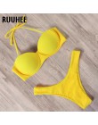 RUUHEE brazylijskie stringi Bikini Set 2020 kobiety Push Up Bikini jednokolorowy strój kąpielowy seksowne ramiączka stroje kąpie