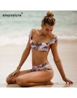 2020 Sexy liść drukuj strój kąpielowy bikini kobiety strój kąpielowy zestaw bikini push-up drążą kostiumy kąpielowe letnia plaża