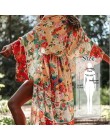 2020 osłona do bikini czeski Dot wydrukowano Flare rękawem Ruffed letnia sukienka plażowa szyfonowa bluzka kobiety strój kąpielo