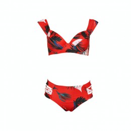2020 Sexy liść drukuj strój kąpielowy bikini kobiety strój kąpielowy zestaw bikini push-up drążą kostiumy kąpielowe letnia plaża