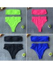 2020 solidny Bandeau strój kąpielowy Bikini kobiety Push Up klamra strój kąpielowy Bikini wysokie w talii Bikini strój kąpielowy
