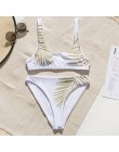 Mossha wysokie cięcie strój kąpielowy brazylijski bikini set 2020 nadruk tropikalnego liścia stroje kąpielowe kobiety Sexy kosti