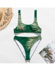 Mossha wysokie cięcie strój kąpielowy brazylijski bikini set 2020 nadruk tropikalnego liścia stroje kąpielowe kobiety Sexy kosti
